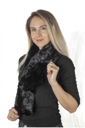 Black mink fur scarf, mink fur remnants - fur on both sides